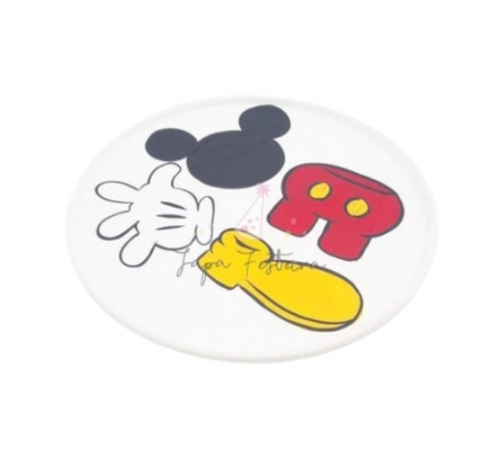 Bandeja Cerâmica Circular Mickey Mouse Branca Locação SP, Imagem 1