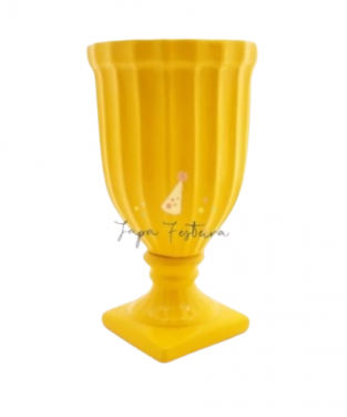 Vaso Cerâmica Boca Amarelo Quente G Locação SP