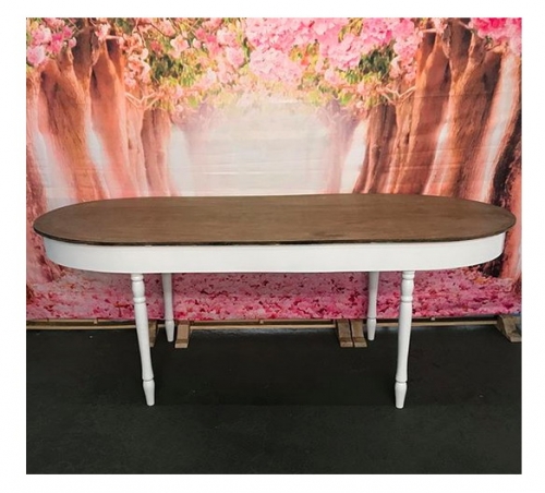 Mesa MDF Oval Rústica 180cm (180cm X 80cm X 80cm - CxLxA) Locação SP, Imagem 1