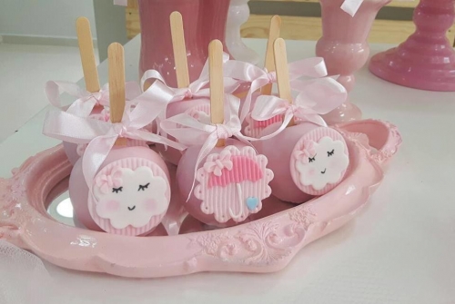 Kit Decoração Chá Revelação Nuvem Rosa e Azul Locação SP, Imagem 4