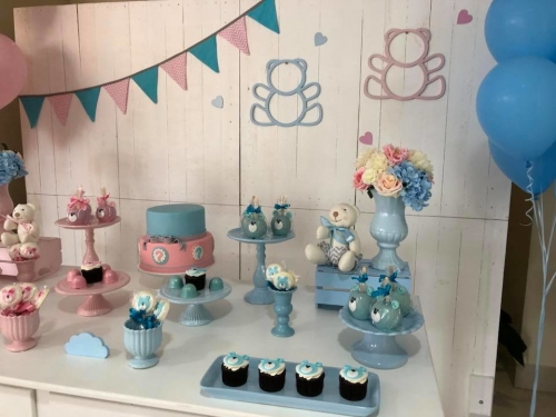 Kit Decoração Chá Revelação Ursinhos Rosa e Azul Locação SP, Imagem 2