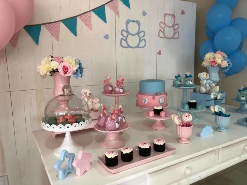 Kit Decoração Chá Revelação Ursinhos Rosa e Azul Locação SP, Imagem 3