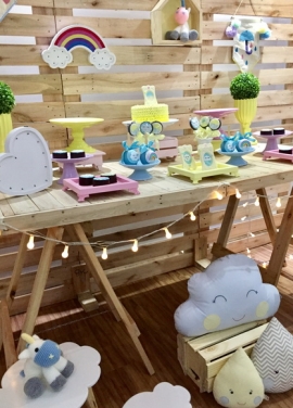 Kit Decoração Festa Clean Chuva Amor Completo Locação SP, Imagem 2