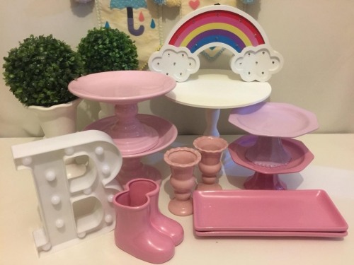 Kit Festa Arco Iris e Nuvem Rosa Menina Chuva de Amor Locação SP