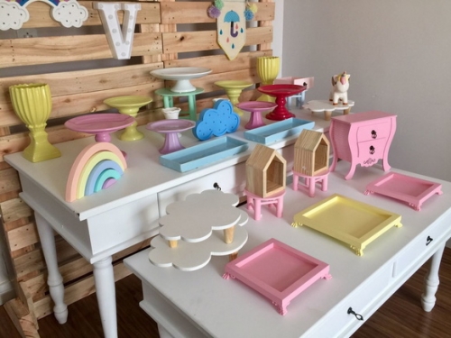 Kit Festa Chuva de Amor Nuvem Arco Iris Rosa Menina Locação SP, Imagem 3