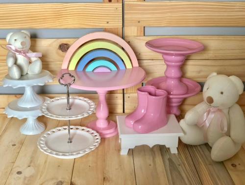 Kit Festa Ursinhos Rosa e Branco Locação SP, Imagem 1