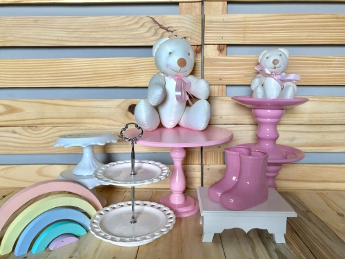 Kit Festa Ursinhos Rosa e Branco Locação SP, Imagem 2